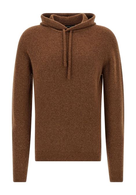 felpa knitted hoodie uomo tabacco ROBERTO COLLINA | 253M40007M4007
